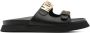 Moschino Zwarte Logo Dubbele Band Slippers Black Heren - Thumbnail 1