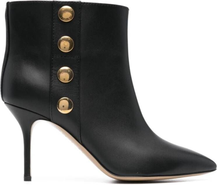 Moschino Zwarte Logo-gegraveerde Stiletto Laarzen Black Dames