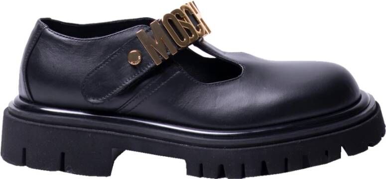 Moschino Zwarte Metallic Letters Mary Jane Schoenen Black Dames