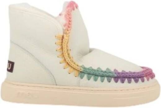 MOU Enkellaarsjes Dames Pantoffels Damesschoenen Leer Esk Bold Rainbow Wit combi