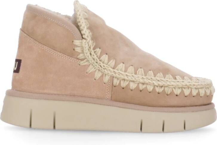 Mou Beige Shearling Laarzen Ronde Neus Wol Beige Dames