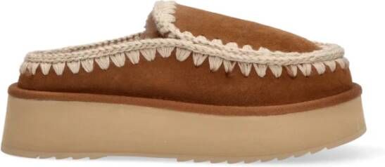 Mou Bruin Leren Platte Schoenen Clog Eskimo Brown Dames