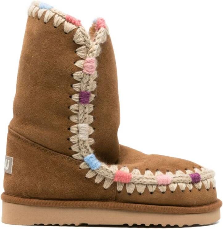 Mou Handgemaakte Eskimo 24 Overstitching Laarzen Brown Dames