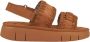 Mou Bruin Leren Plateau Sandalen Haakdetails Brown Dames - Thumbnail 9