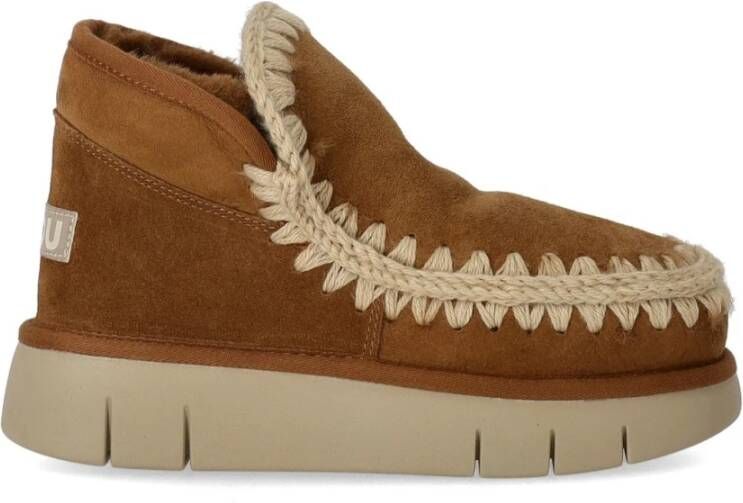 Mou Cognac Bounce Sneaker met Wolstiksels Brown Dames