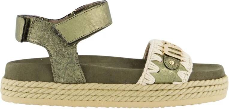 Mou Dames Rope Sandal Back Strap Green Dames