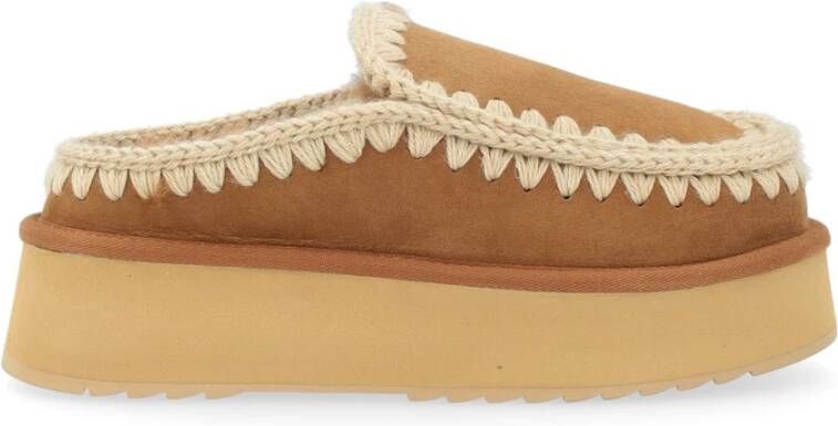 Mou Eskimo Platform Klomp in Cognac Brown Dames