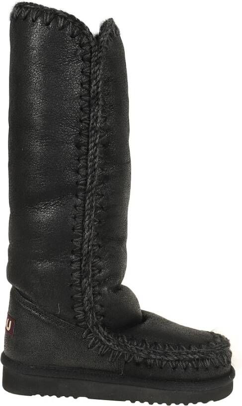 Mou Gebroken Zwart Grijs Eskimo Winterlaarzen Black Dames