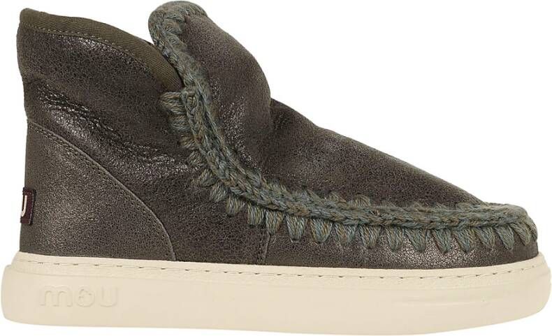 Mou Gedurfd Metallic Zwart Olijf Sneaker Green Dames