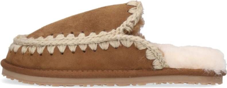 Mou Gezellige Eskimo Stitch Pantoffels Brown Dames