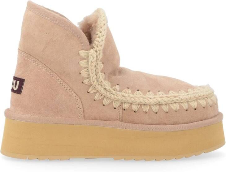 Mou Handgemaakte Mini Eskimo Suede Platform Laars Brown Dames