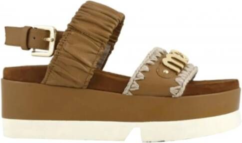 Mou Japanse Stijl Leren Sandalen Brown Dames