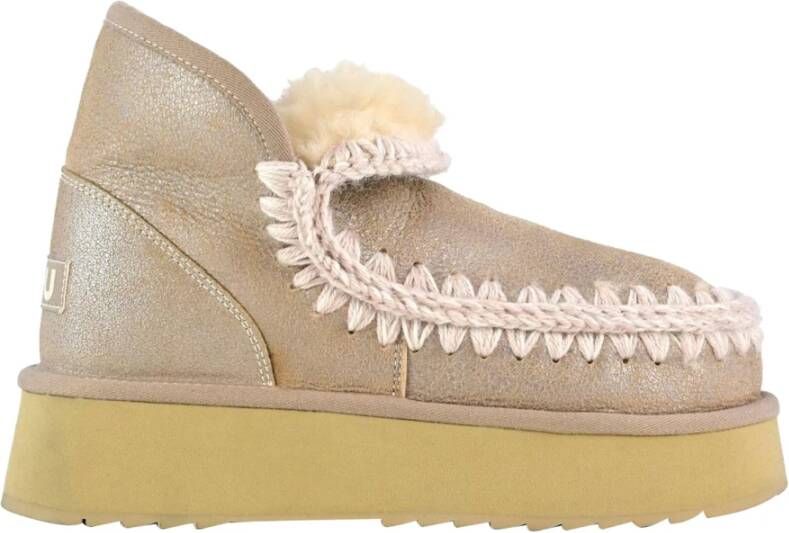 Mou Mini Eskimo Platform metallic laars Beige Dames