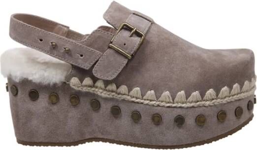 Mou Olifant Grijs Back Strap Mule Brown Dames