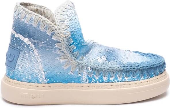 Mou Paillet Sneakers met Dégradé Stiksels Blue Dames