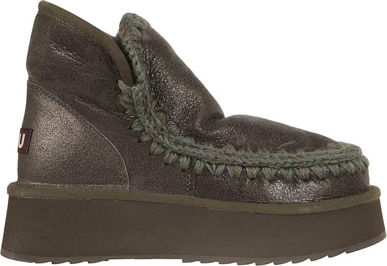 Mou Platform Eskimo Laars in Metallic Zwart Brown Dames