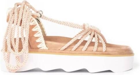 Mou Rope Lace Up Platform Sandaal Beige Dames