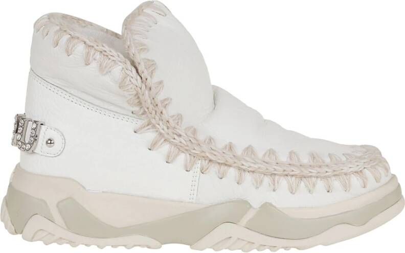 Mou Rhinestone Eskimo Trainer Logo Winterlaarzen White Dames