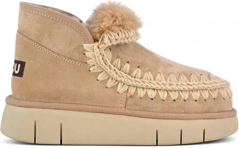 Mou Schapenvacht Gehaakte Sneaker Brown Dames