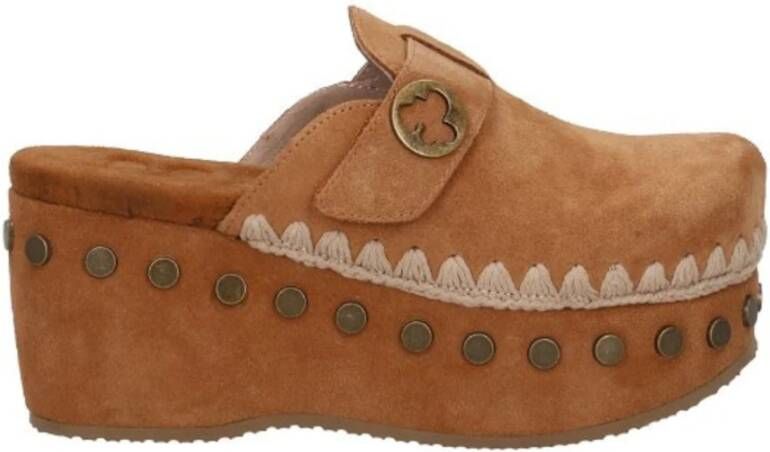 Mou Suède Hoge Hak Sabot Schoenen Brown Dames