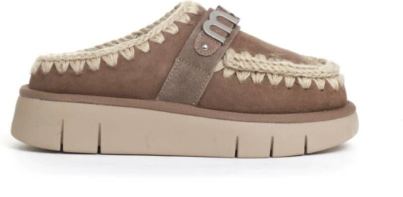 Mou Suède Klomp in Taupe Beige Dames