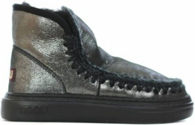 Mou Stoere Eskimo Sneaker met Gehaakte Details Black Dames