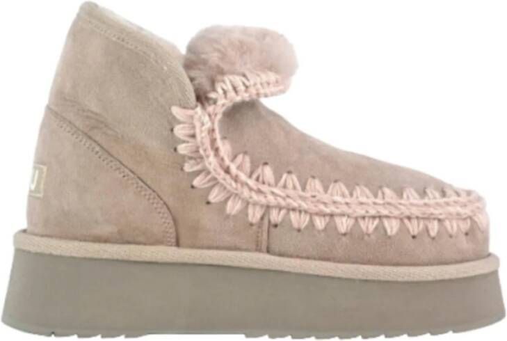 Mou Warme Winterlaarzen Mini Eskimo Stijl Beige Dames