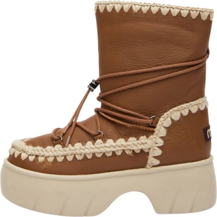 Mou Eskimo Snow Boot Haakdetails Brown Dames