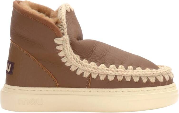 Mou Eskimo Sneaker Bold Haakdetails Dubbelzijdig Schapenvacht Brown Dames