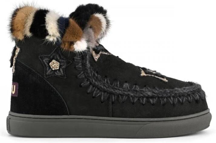 Mou Zwarte Eskimo Sneaker met Nertsbont Black Dames