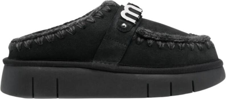 Mou Zwarte Instap Schoenen van Schapenvacht Black Dames