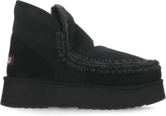 Mou Zwarte Shearling Winterlaarzen Ronde Neus Black Dames