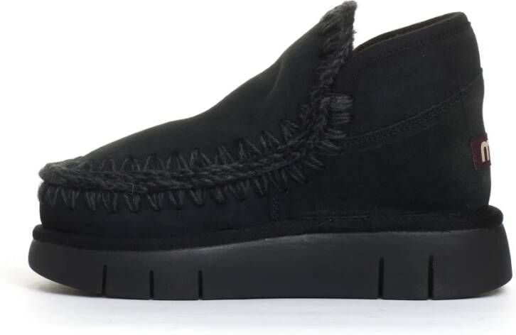 Mou Zwarte Suède High-Top Enkellaarzen Black Dames