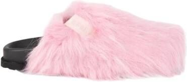 Msgm Lage zool ronde neus slipper met decoratief pluizig garen Roze Dames