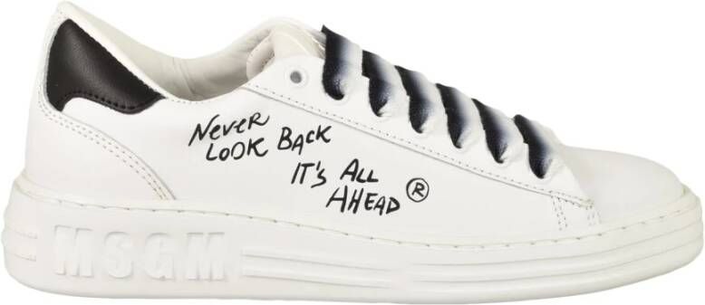 Msgm Leren Rubberen Zool Sneakers White Heren