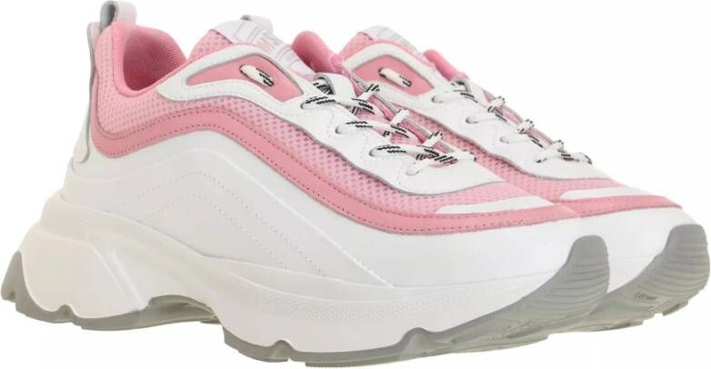 Msgm Leren Sneakers in Wit en Roze Pink Dames