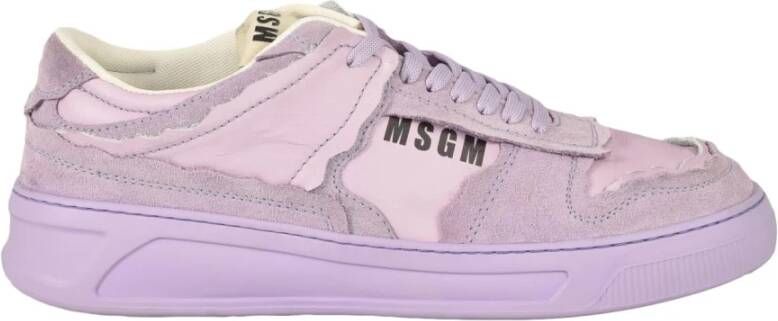 Msgm Leren Sneakers met Rubberen Zool Purple Heren