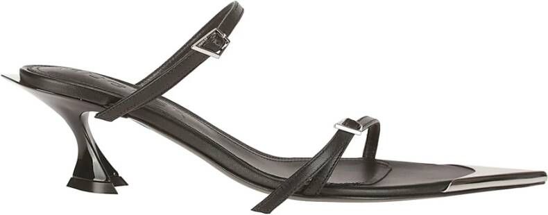 Mugler Zwarte sandalen met hak en zilveren detail Black Dames