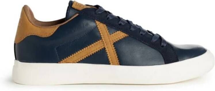 Munich Blauw Navy Leren Sneakers Rete 82 Blauw Heren