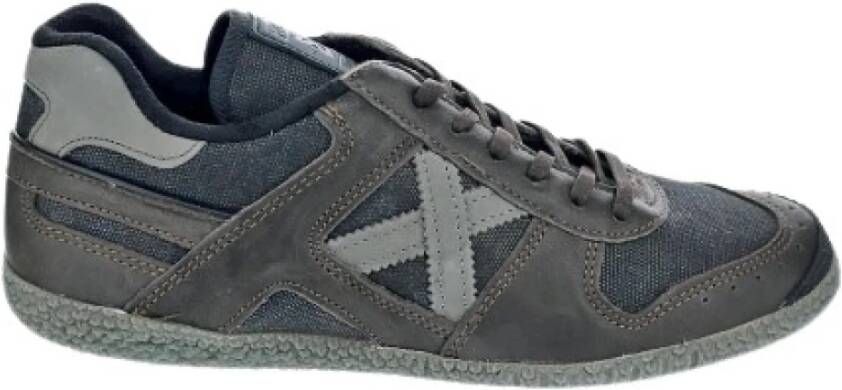 Munich Goal Sneakers Grijs Leer Bruin Gray Heren