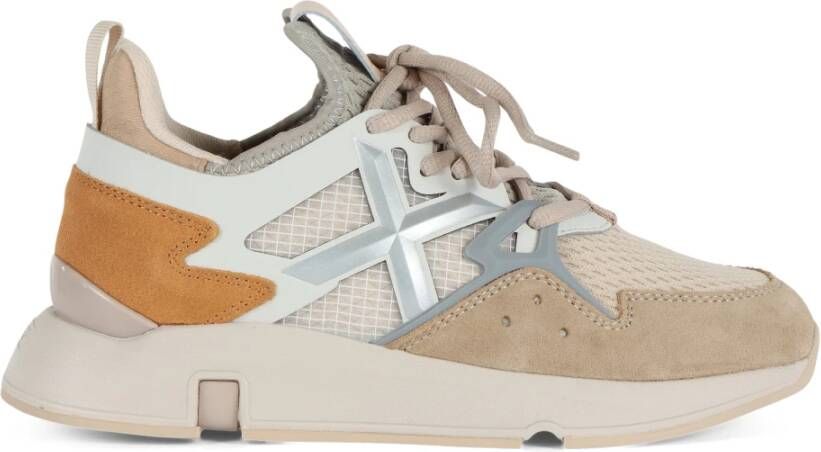 Munich Leren en stoffen sneakers voor vrouwen Beige Dames