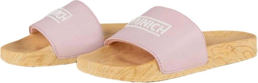 Munich Platte Slider Houten Flip-flops Pink Dames