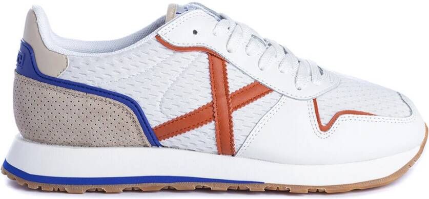 Munich Retro Running Sneakers met Beige Accents White Heren