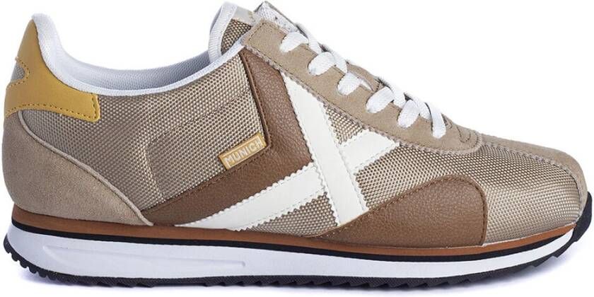 Munich Retro Sneaker Steen Bruin Wit Geel Brown Heren