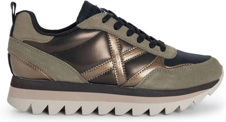 Munich Bronzen Sneaker met Stoffen Binnenkant Brown Dames