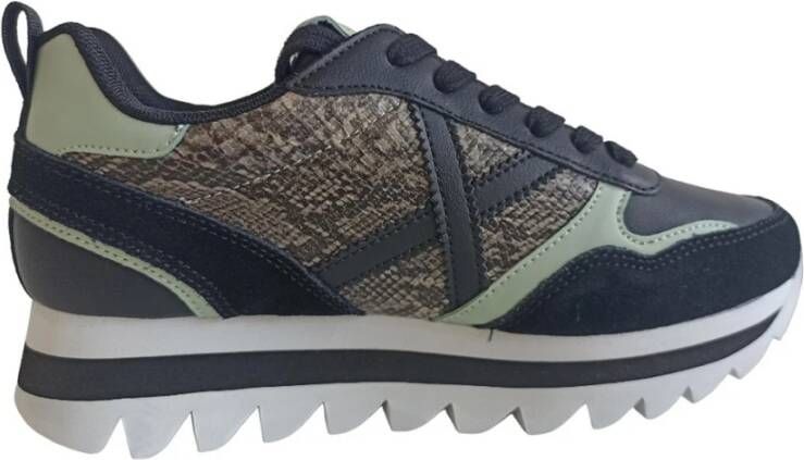 Munich Zwarte Casual Leren Sneakers oor rouwen Black Dames