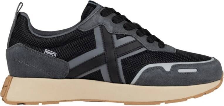 Munich Zwarte Sportieve Textiel Sneakers Black Heren