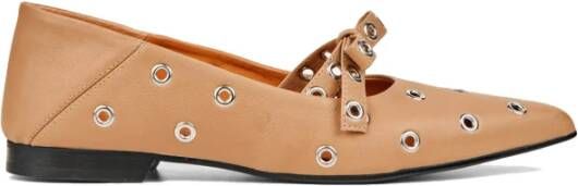 Munthe Elegante Camel Leren Schoenen met Nieten Brown Dames