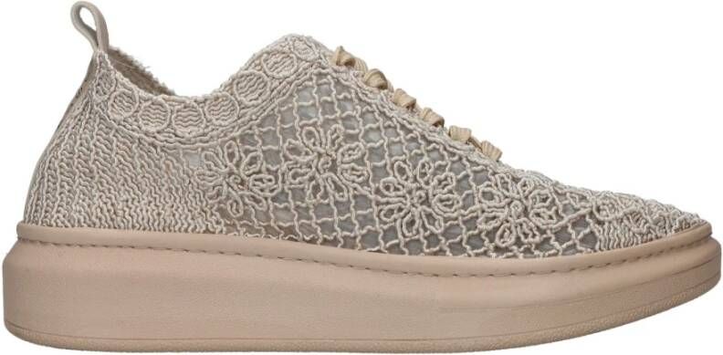 mustang Beige Bloemen Sneakers voor Dames Beige Dames