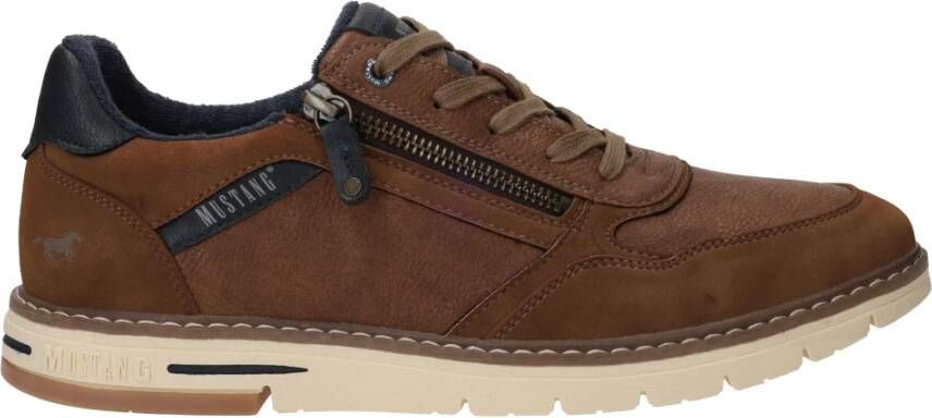 mustang Bruine Sneaker met Rits Sluiting Brown Heren